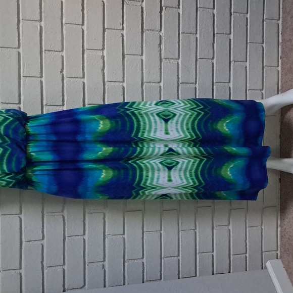 Donna Ricco Bold Colored Sleeveless Pleated Front Maxi Dress. Size 4 - Picture 3 of 11